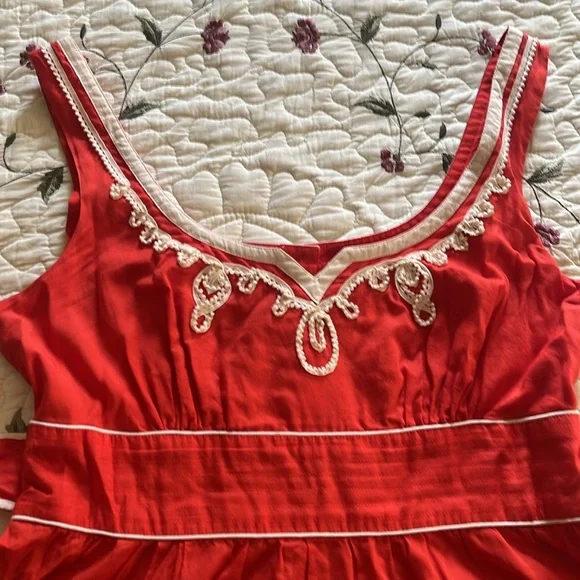 Anthropologie Floreat orangey red dress 12 - Picture 3 of 9